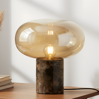 Vintage stolová lampa jantárová, Alan, s vypínačom