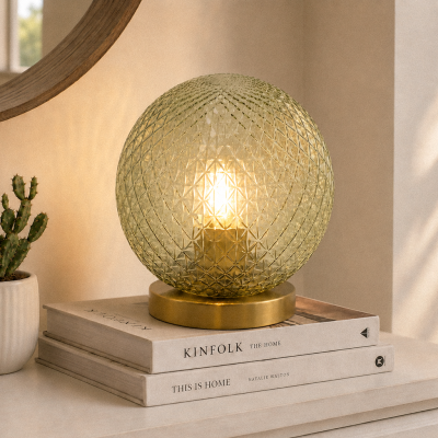 Retro stolová lampa zelená, Johnson, s vypínačom