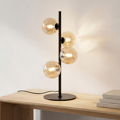 Dizajnová stolová lampa jantárová, Remo, s vypínačom
