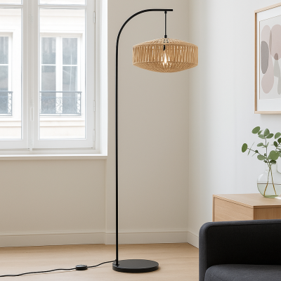 Rustikálna stojaca lampa hnedá, Selena, s vypínačom