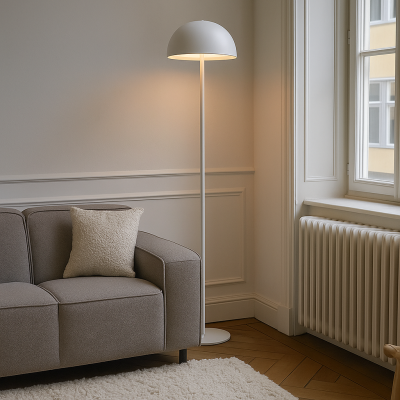 Retro stojaca lampa biela, Douwe, 4 W, LED dim to warm, s dotykovým stmievačom