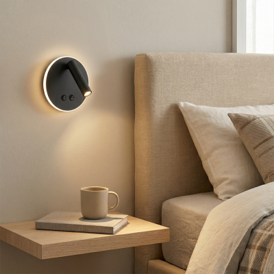 Moderné nástenné svietidlo čierne, Robbie, 10 W, LED 4000 K, s vypínačom