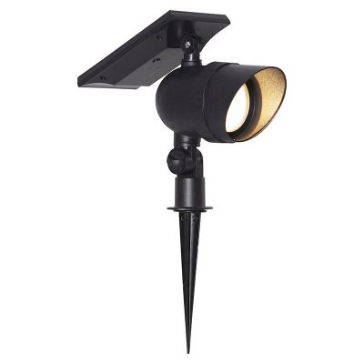 Hliníkové solárne zapichovacie svietidlo čierne, Ancilla, 0,1 W, LED 3000 K, IP44