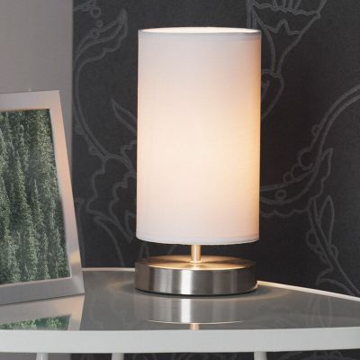 Textílná stolová lampa biela, Merinde, s vypínačom