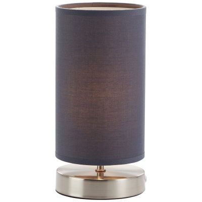 Textílná stolová lampa sivá, Merinde, s vypínačom