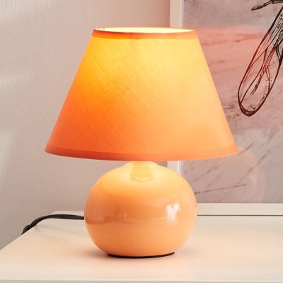 Keramická stolová lampa oranžová, Pilar, s vypínačom