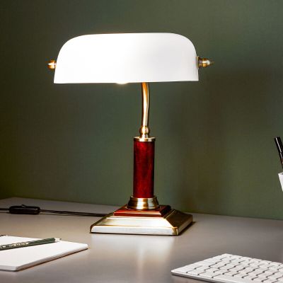 Klasická bankárska lampa mosadzná, Koosje, s vypínačom