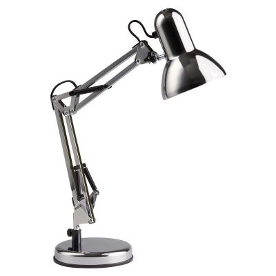 Industriálna lampa na písací stôl chrómová, Naline, s vypínačom