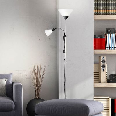 Hliníková stojaca lampa na čítanie čierna, Josephina, s vypínačom