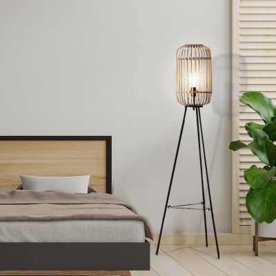 Industriálna stojaca lampa hnedá, Brain, s vypínačom