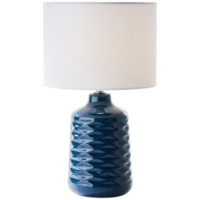 Retro stolová lampa modrá, Roelf, s vypínačom