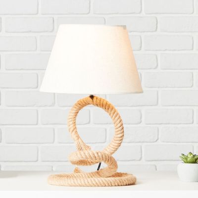 Rustikálna stolová lampa biela, Boyke, s vypínačom