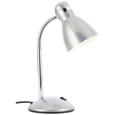 Plastová lampa na písací stôl strieborná, Santana, s vypínačom