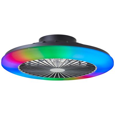 Moderný stropný ventilátor čierny, Sofieke, 40W, RGBW LED, s diaľkovým ovládaním