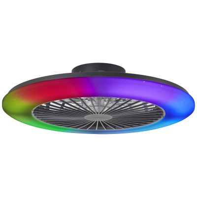 Moderný stropný ventilátor čierny, Sofieke, 48W, RGBW LED, s diaľkovým ovládaním