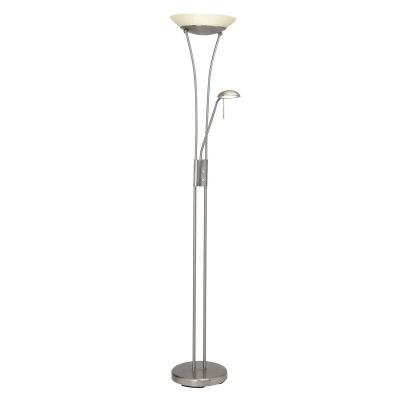 Sklenená stojaca lampa na čítanie chrómová, Ivan, 18 W, LED 3000 K, s vypínačom
