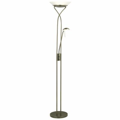 Moderná stojaca lampa na čítanie mosadzná, Joann, 18 W, LED 3000 K, s vypínačom