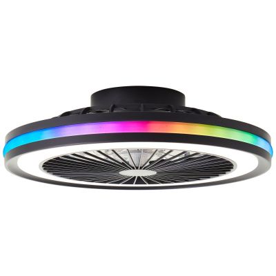 Moderný stropný ventilátor čierny, Stefanus, 40W, RGBW LED, s diaľkovým ovládaním