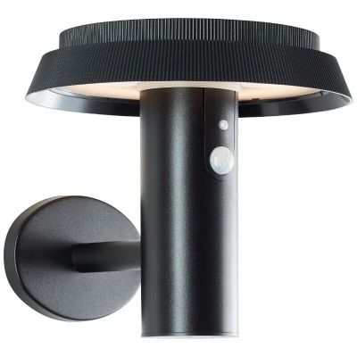 Kovové solárne vonkajšie nástenné svietidlo čierne, Ridvan, 4 W, LED 3000 K, IP44