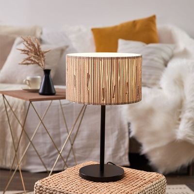 Rustikálna stolová lampa béžová, Wenda, s vypínačom