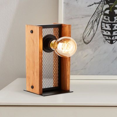 Rustikálna stolová lampa hnedá, Rasha, s vypínačom