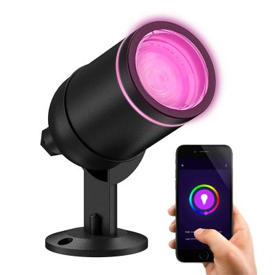 Hliníkové smart vonkajšie svietidlo čierne, Halo, 4 W, LED RGBW, IP54