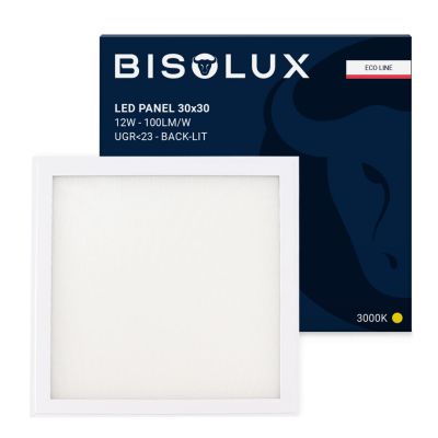 30x30 cm LED panel - 12W - 3000K - podsvietený