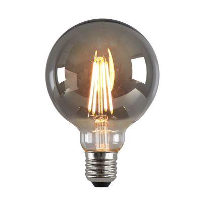 Stmievateľná LED žiarovka E27 Olucia, G95, 5W, dymové sklo, 2200k