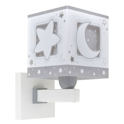 Plastová lampa na stenu do detskej izby sivá, Moonlight