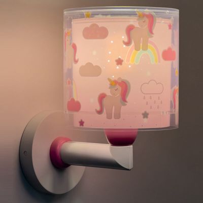 Ružová lampa na stenu do detskej izby plastová, Unicorn