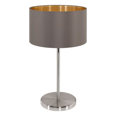 Textílná moderná stolová lampa hnedá, Terme, s vypínačom