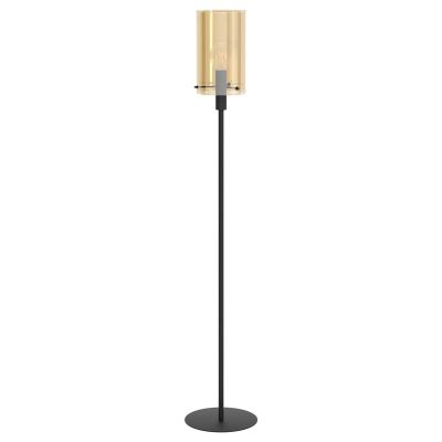 Oceľová moderná stojaca lampa čierna, Ritesh, s vypínačom