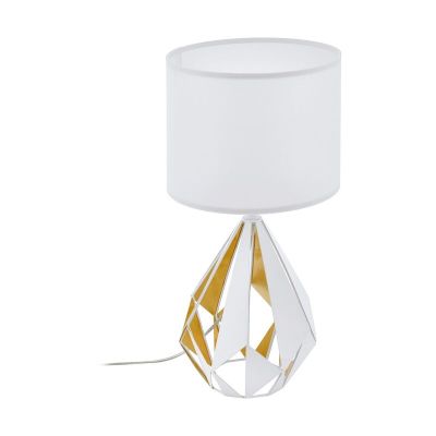 Oceľová dizajnová stolová lampa biela, Acri, s vypínačom