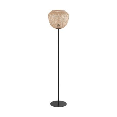Drevená rustikálna stojaca lampa čierna, Nicole, s vypínačom