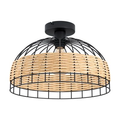 Oceľová rustikálna stropná lampa čierna, Guillaume