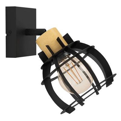 Hliníkové retro nástenné bodové svietidlo čierne, Redouan