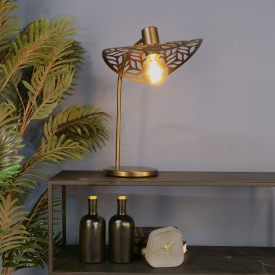 Oceľová vintage stolová lampa bronzová, Suraj, s vypínačom