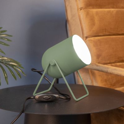 Oceľová vintage stolová lampa zelená, Tjitte, s vypínačom
