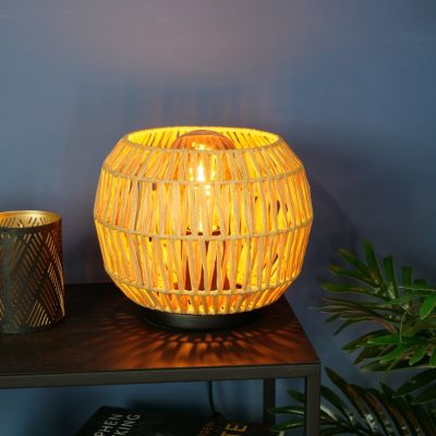 Papierová stolová lampa hnedá, Serhan, s vypínačom