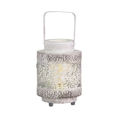 Oceľová východná stolová lampa biela, Abdelrahman, s vypínačom