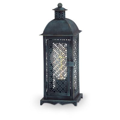Kovová východná stolová lampa zelená, Abdirahman, s vypínačom