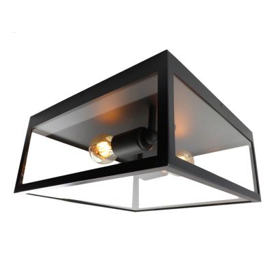 Oceľová industriálna stropná lampa čierna, Yagmur