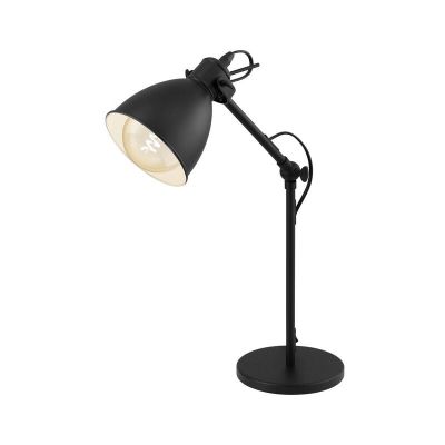 Kovová industriálna stolová lampa čierna, Lavinio, s vypínačom