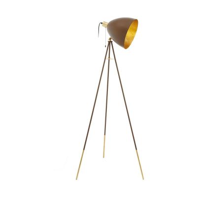 Oceľová moderná stojaca lampa so statívom zlatá, Maick, s tiahacím vypínačom