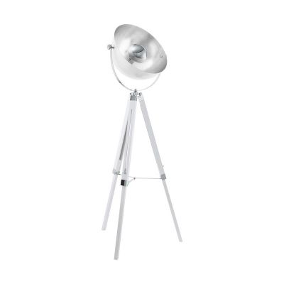 Oceľová industriálna stojaca lampa so statívom biela, Nickolas, s vypínačom