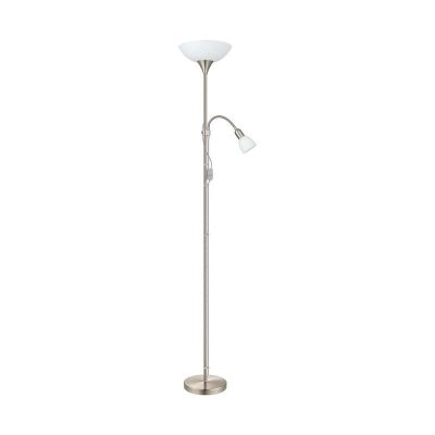 Plastová stojaca lampa na čítanie niklová, Burgo, s vypínačom