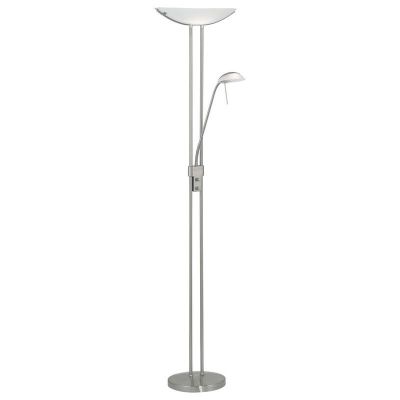 Sklenená klasická stojaca lampa na čítanie niklová, Brava, s vypínačom
