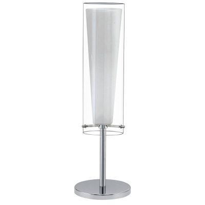 Sklenená dizajnová stolová lampa chrómová, Barceno, s vypínačom