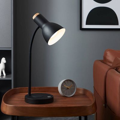 Hliníková moderná stolová lampa čierna, Serena, 5,5 W, LED 3000 K, s dotykovým stmievačom