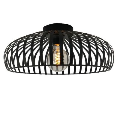 Oceľová industriálna stropná lampa čierna, Egine